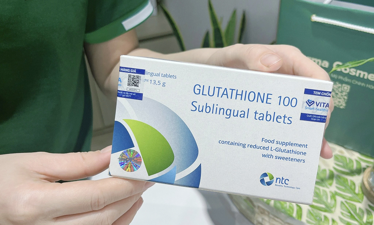 Viên ngậm Glutathione 100mg Sublingual Tablets mẫu tem cũ đã dừng lưu hành