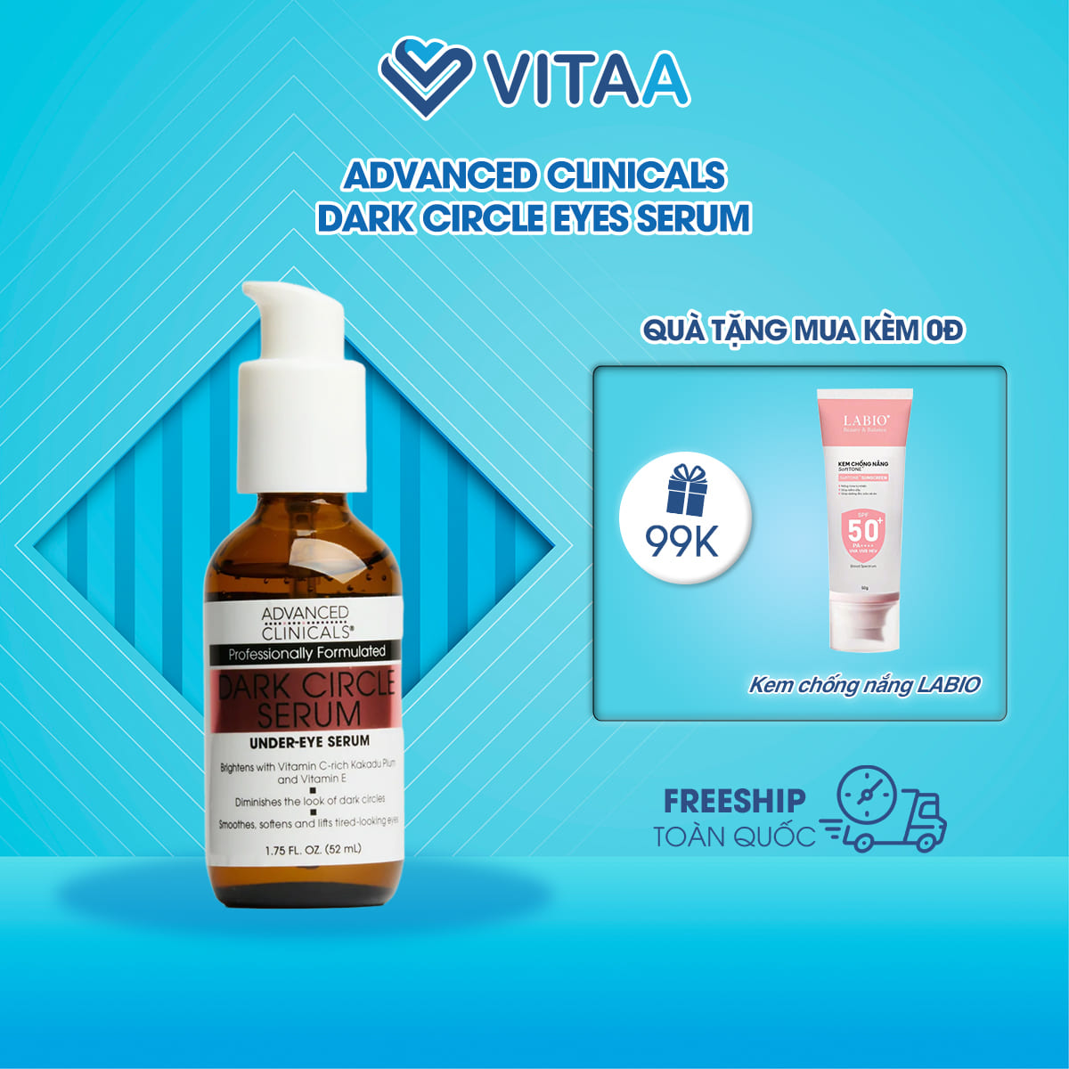 Tinh chất Advanced Clinicals Dark Circle Eye Serum 52ml