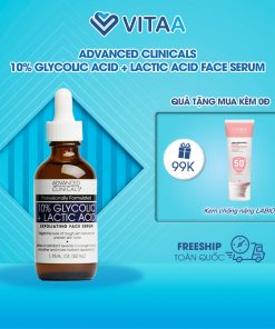 Tẩy tế bào chết mặt Advanced Clinicals 10% Glycolic + Lactic Acid Serum 52ml