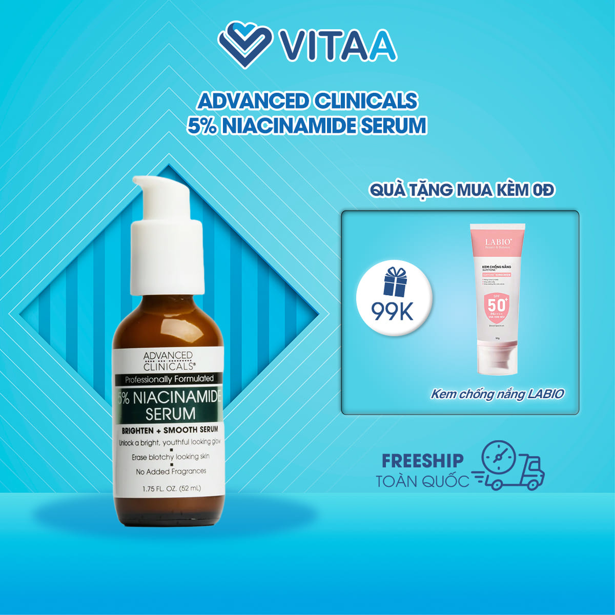Advanced Clinicals 5% Niacinamide Face Serum 52ml